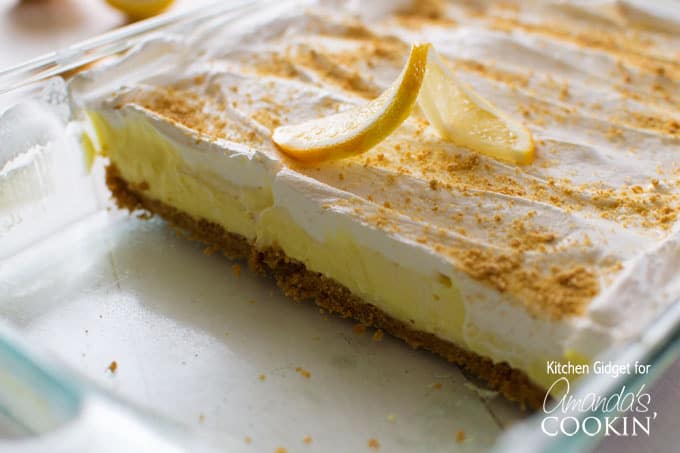 Lemon Cheesecake Pudding Dessert: layered lemon dessert