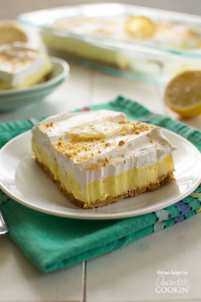 Lemon Cream Cheese Pudding Dessert - Amanda's Cookin'