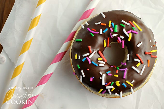 Homemade baked cake donuts with chocolate topping