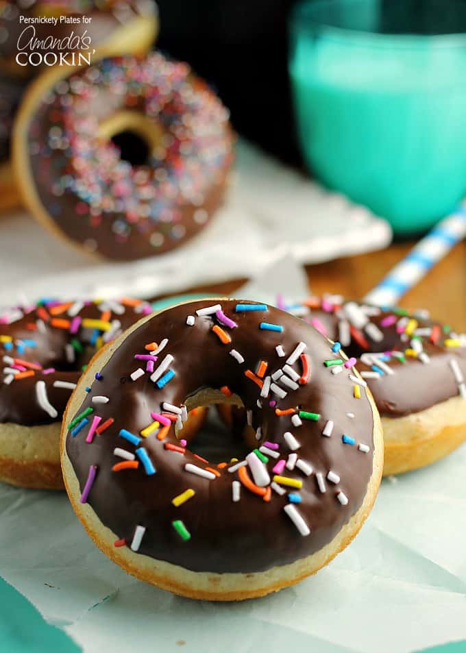 Homemade Chocolate Frosted Cake Donuts