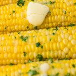close up of corn on the cob with butter