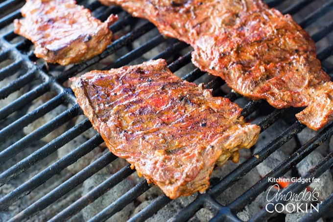 carne asada on the grill