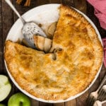 Homemade Apple Pie with 2 slices removed