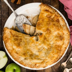 Homemade Apple Pie with 2 slices removed