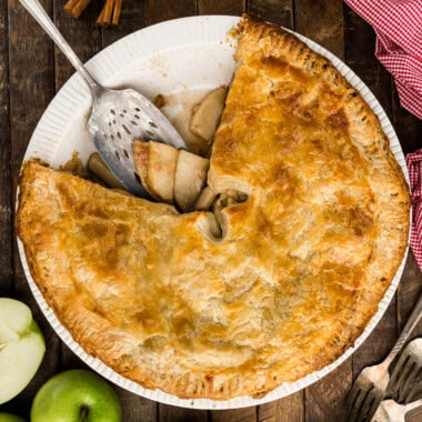 Homemade Apple Pie with 2 slices removed
