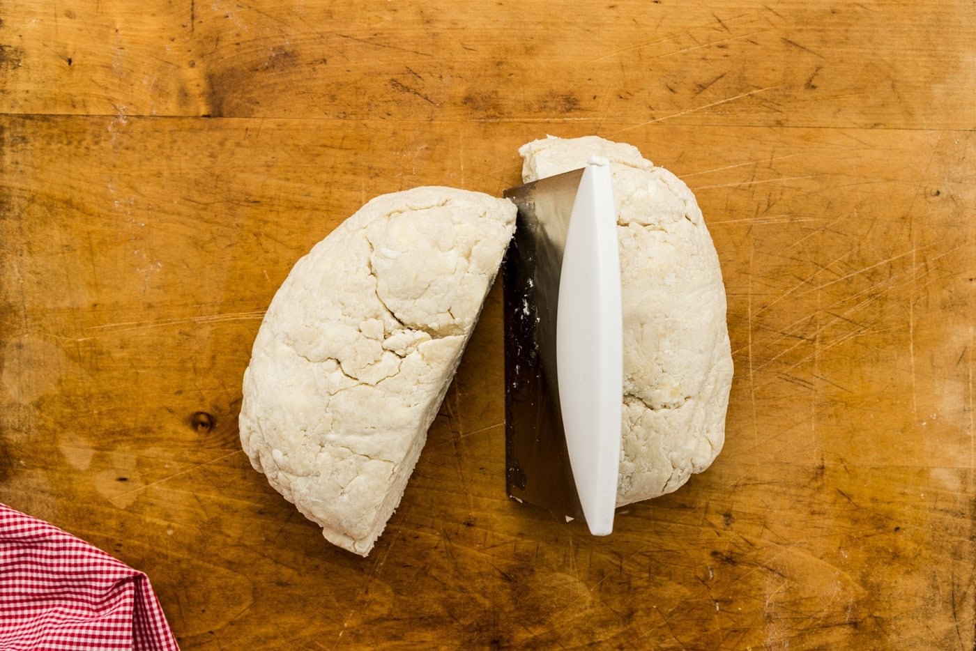 homemade pie crust cut in half