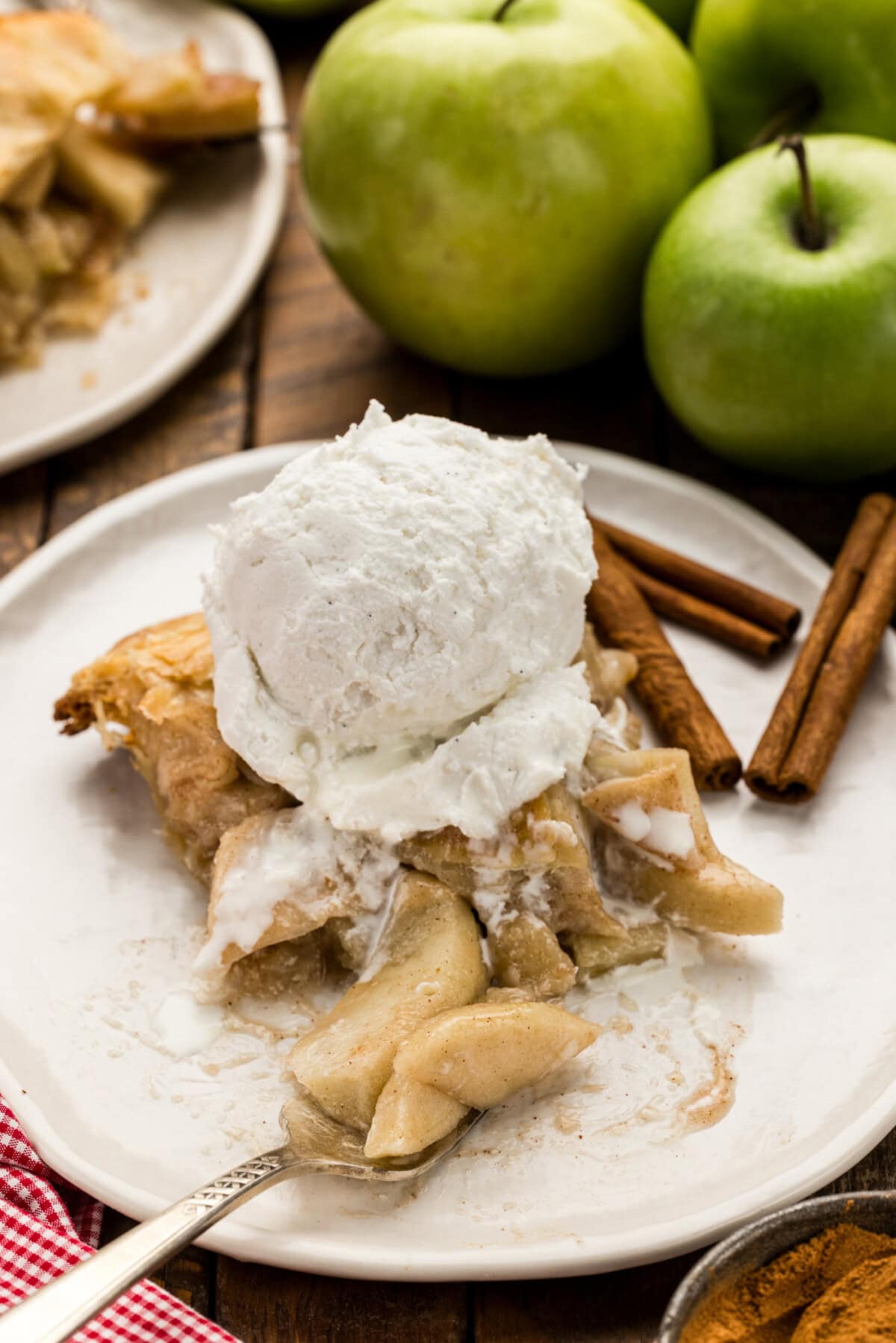 slice of Homemade Apple Pie with ice cream