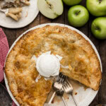 overhead of Homemade Apple Pie with ice cream