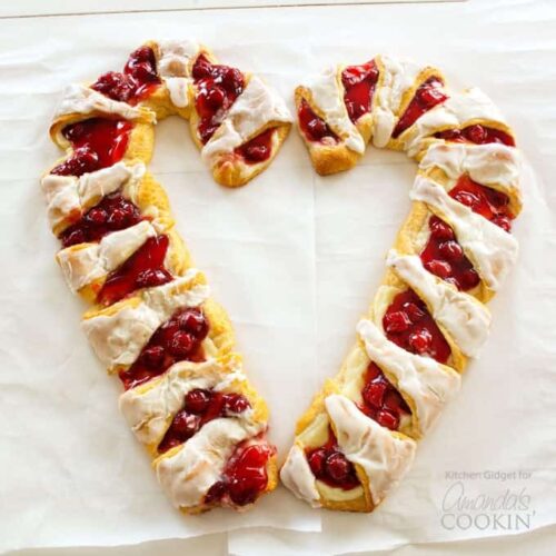 two candy cane danishes side by side