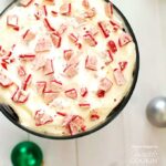 An overhead photo of a chocolate peppermint trifle.