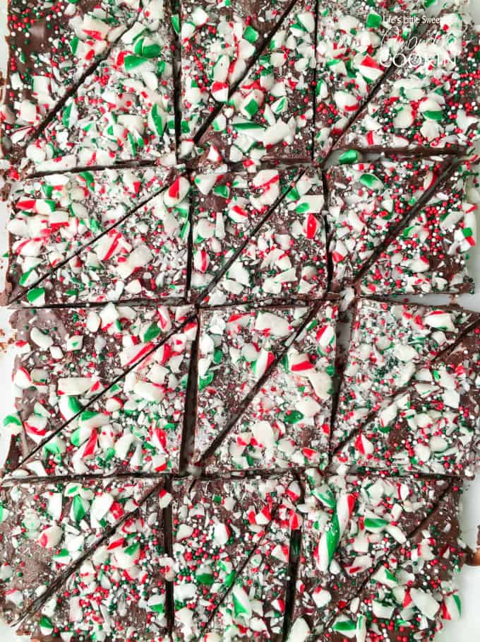 Peppermint Candy Cane Bark - all cut up and ready to go!