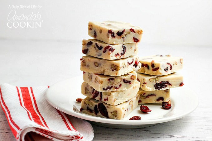 WHITE CHOCOLATE CRANBERRY FUDGE