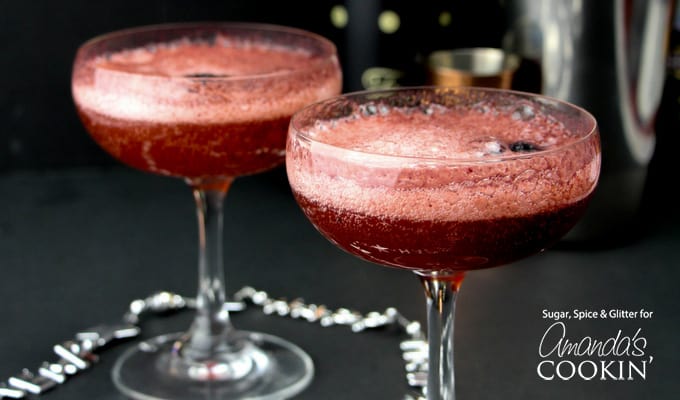 Champagne cocktails in glass, horizontal shot