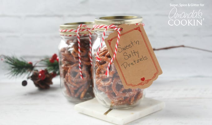 Make a fun and tasty gift - sweet and salty pretzels in a jar!