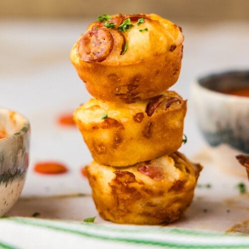 3 Pepperoni Pizza Puffs stacked up