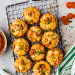 small wire rack of Pepperoni Pizza Puffs