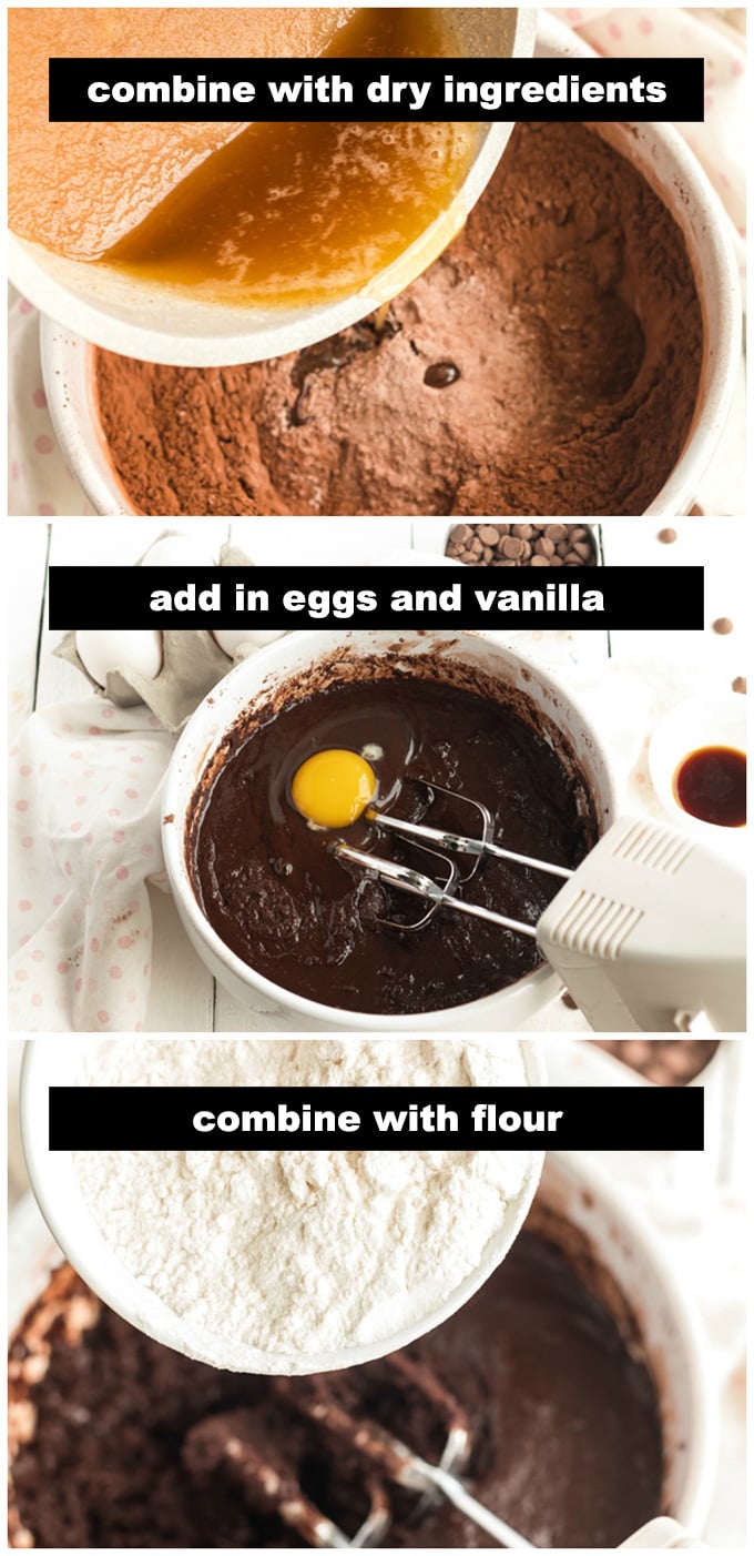 mixing brownies