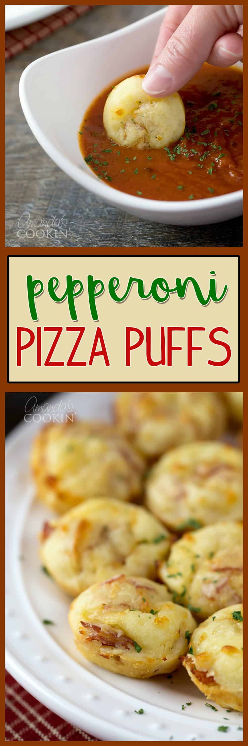 A photo of pepperoni pizza puffs.