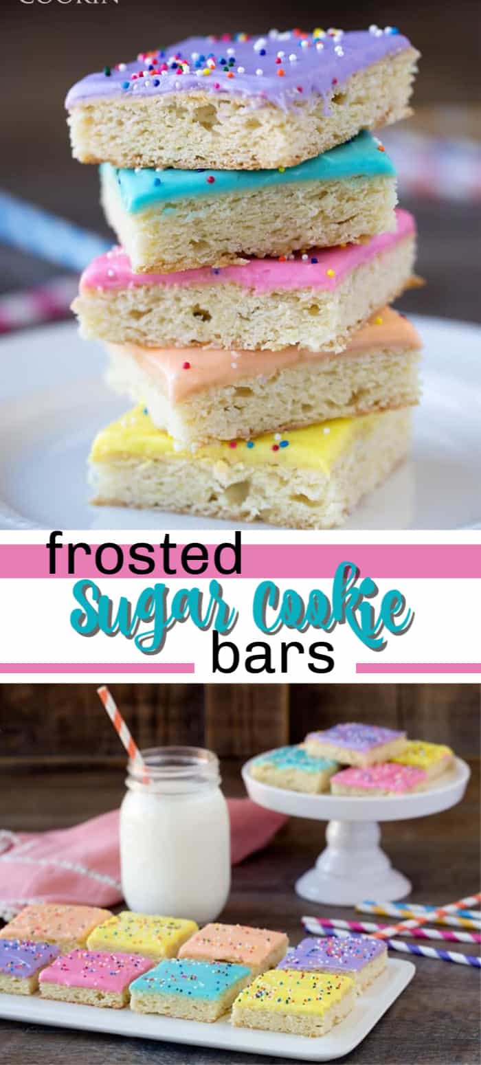 Frosted Sugar Cookie Bars: soft, chewy and oh so pretty sugar cookie bars!