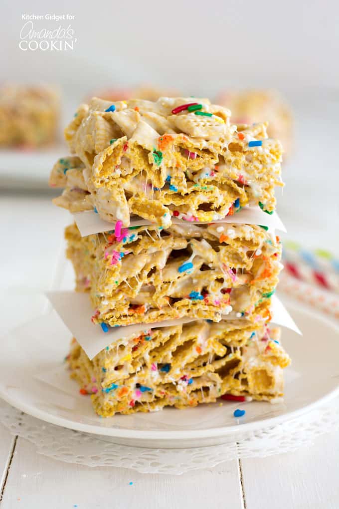 stack of marshmallow cereal treat bars