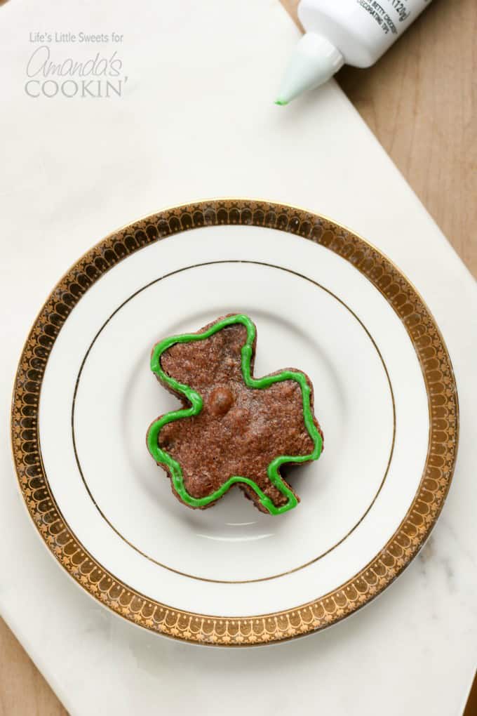 shamrock shaped brownie on plate