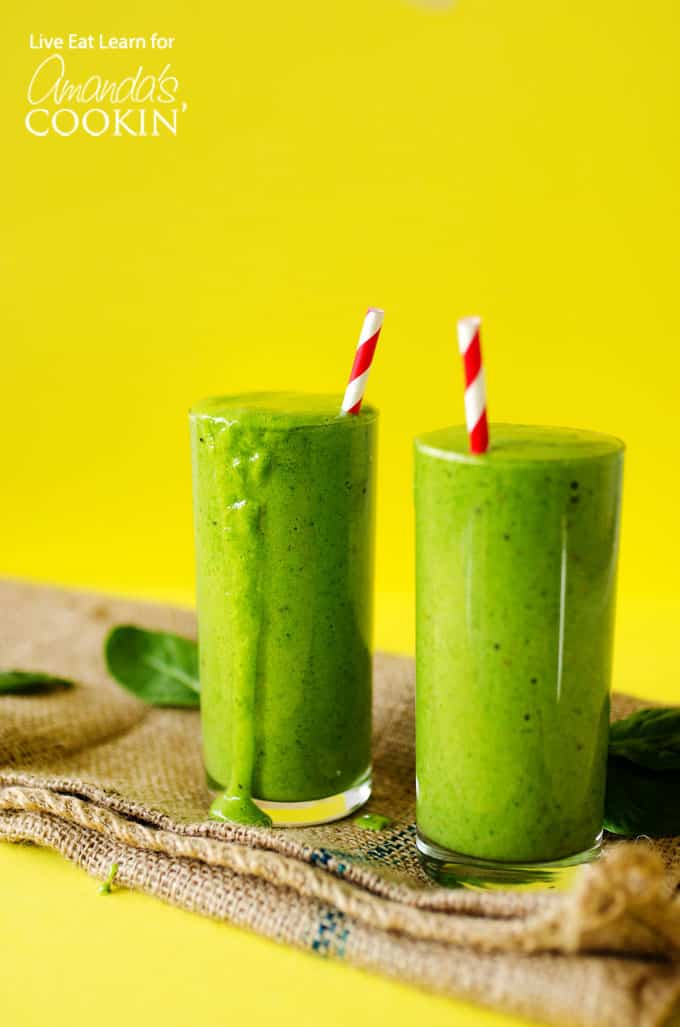 Green Smoothies on a yellow background