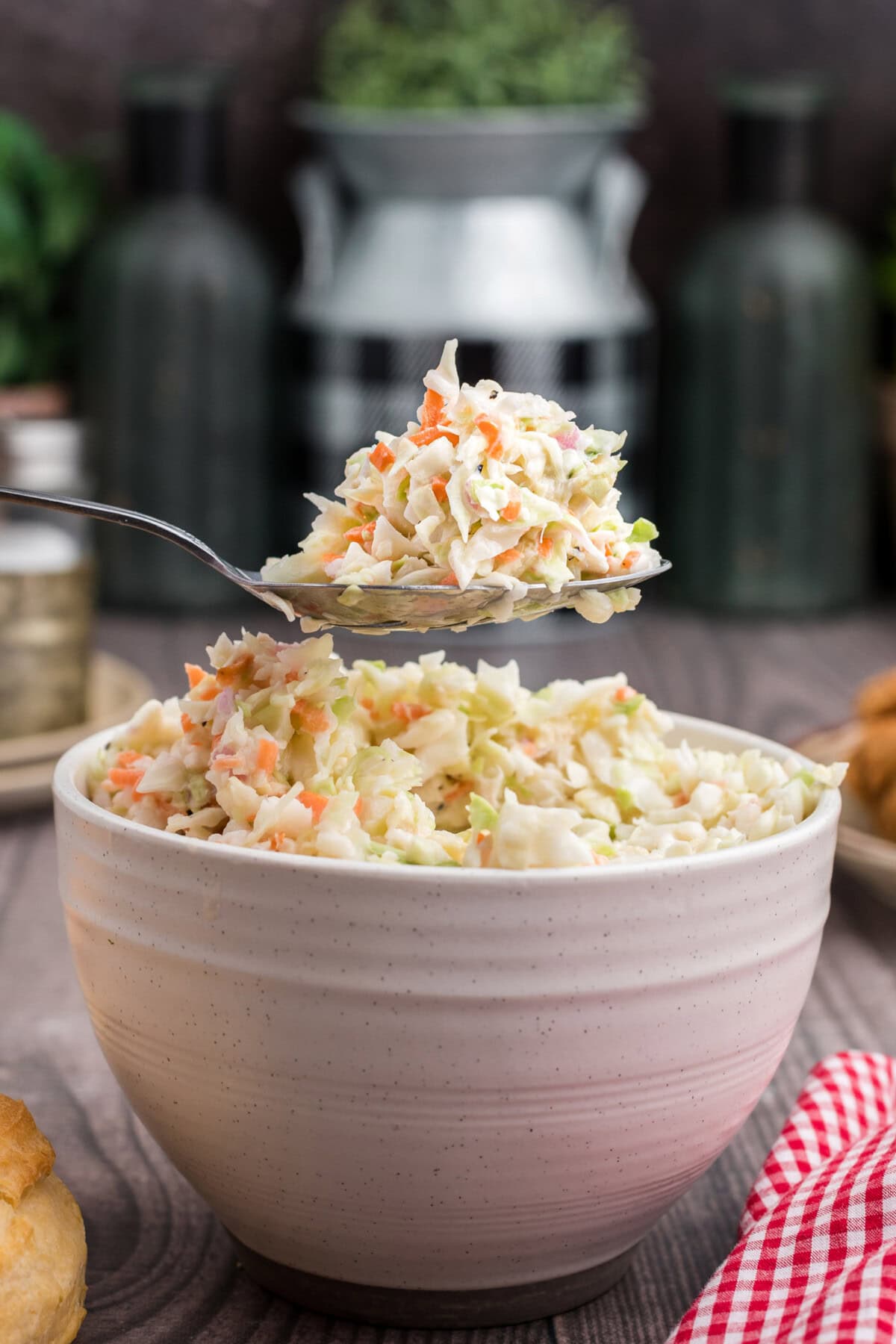 spoon of KFC coleslaw