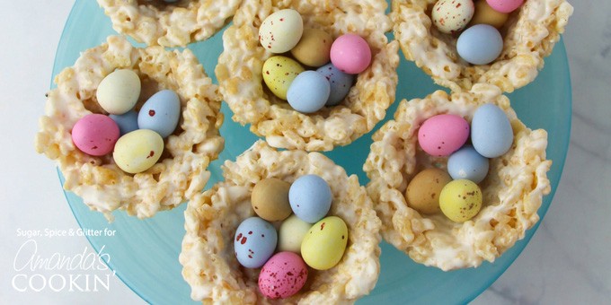 Easter Rice Krispie Nests above shot