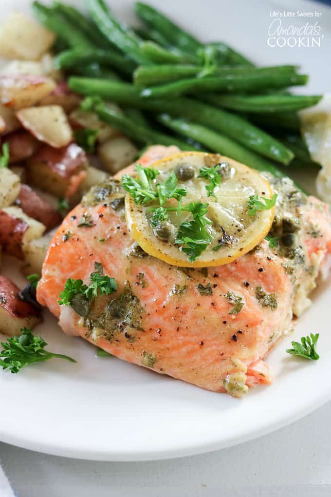 Delicious dijon lemon caper salmon