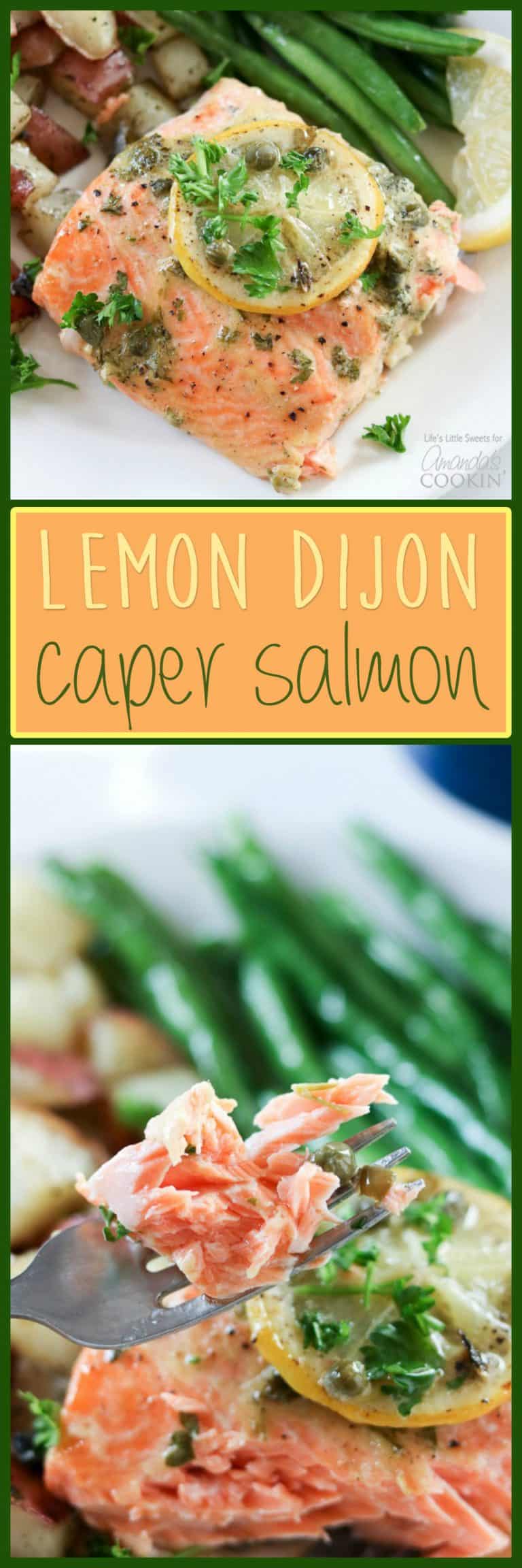 Dijon Lemon Caper Salmon: with roasted dill red potatoes and green beans