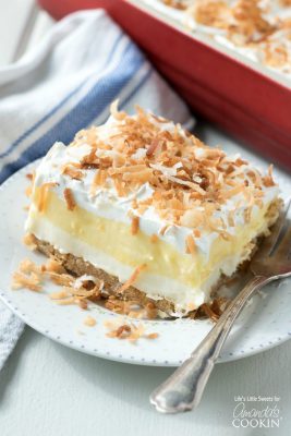 Coconut Cream Lush: an easy, light, and creamy one pan dessert recipe!