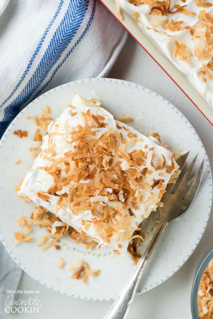 One-pan pudding dessert, Coconut Cream Lush overhead shot