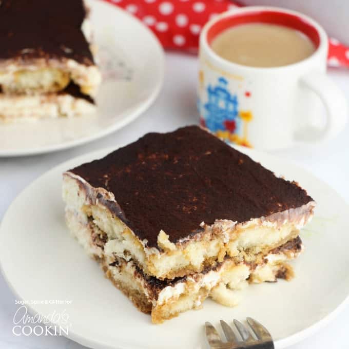 Tiramisu cake on a plate