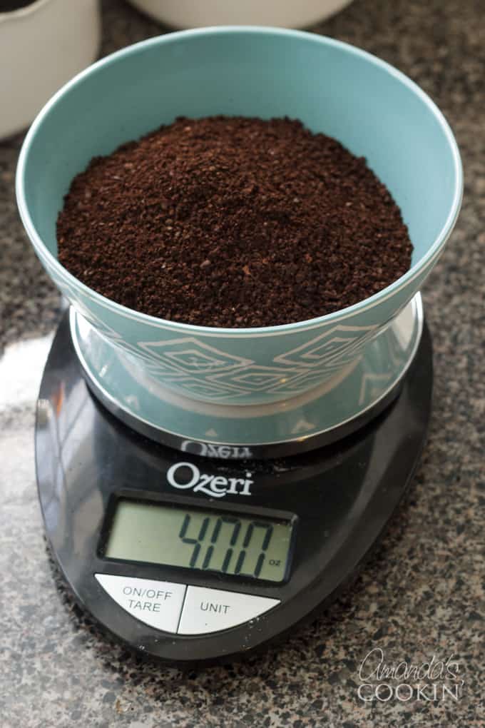 Grind enough coffee to measure 4-ounces