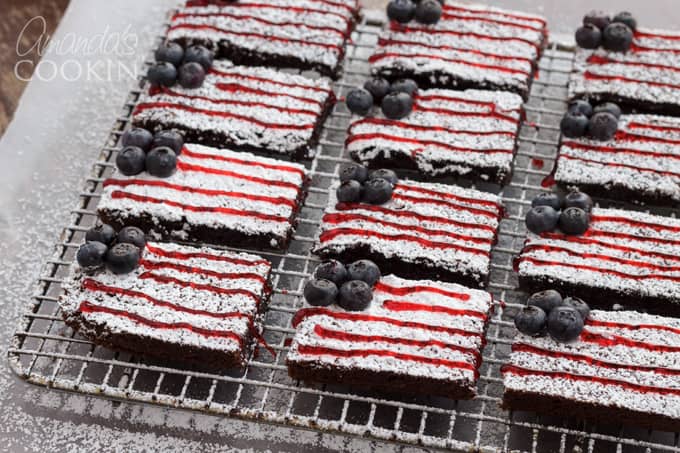American flag brownies on cooling rack