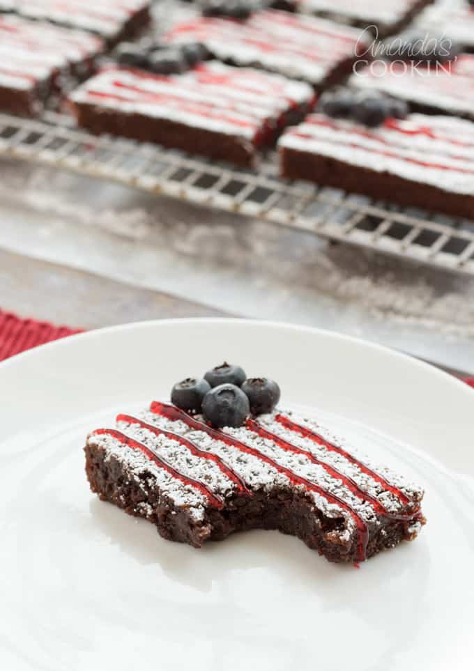 American Flag Brownie with a bite taken out