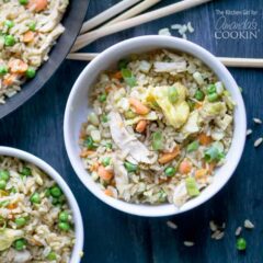 A bowl filled with Chicken and Rice