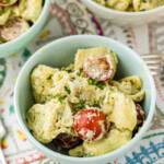bowl of Tortellini Pesto Pasta Salad
