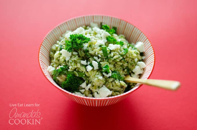 Delicious Orzo Salad with Chimichurri Sauce in less than 15 minutes!