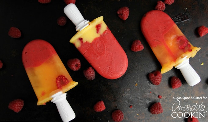 Mango raspberry popsicles