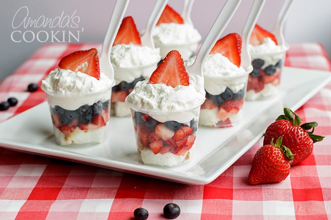 mini shortcake cups - individual strawberry and blueberry shortcake dessert