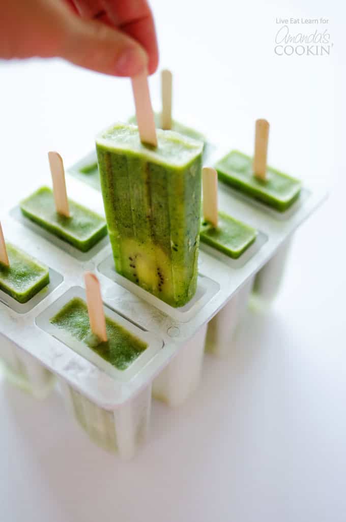 green smoothie popsicles in popsicle mold