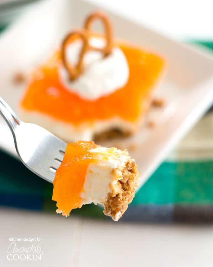 Mandarin Orange Pretzel Salad one-pan dessert recipe!