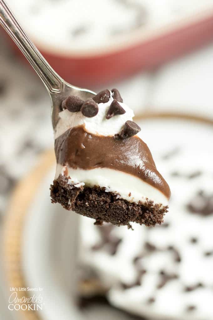 spoonful of chocolate dessert