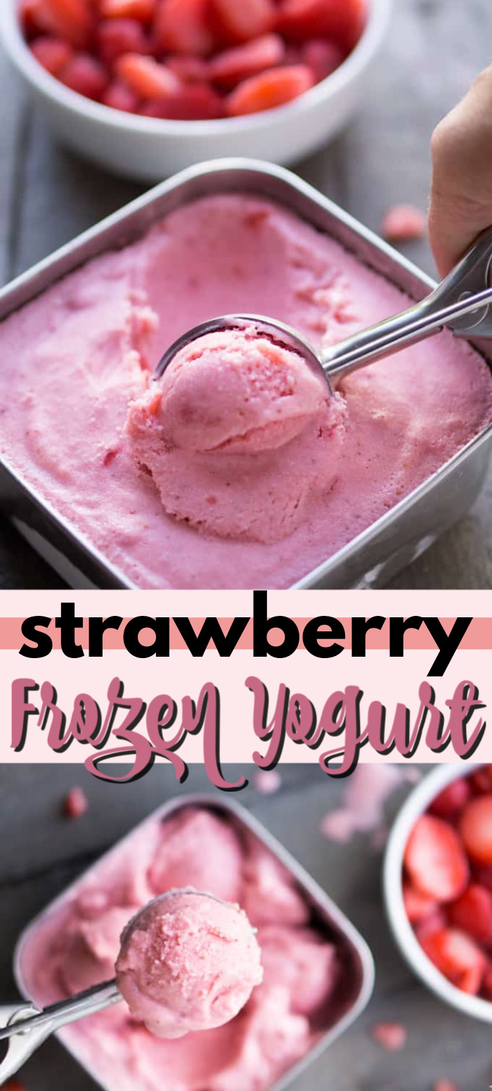 Strawberry Frozen Yogurt a healthy frozen treat made in a food processor!