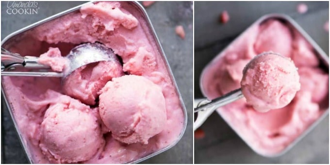 Strawberry Frozen Yogurt: a healthy frozen treat made in a food processor!