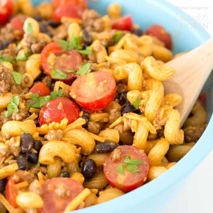 bowl of taco pasta salad