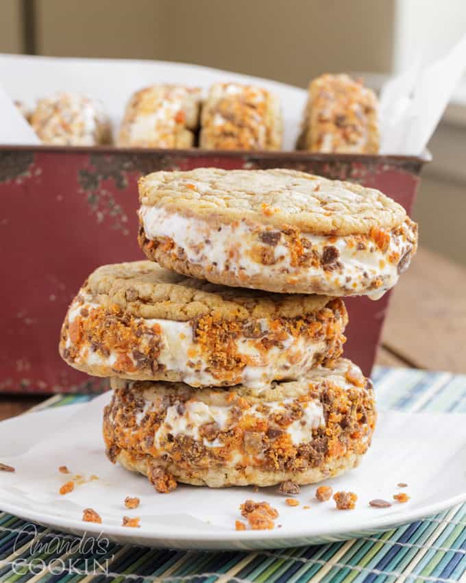 Delicious Butterfinger ice cream sandwiches