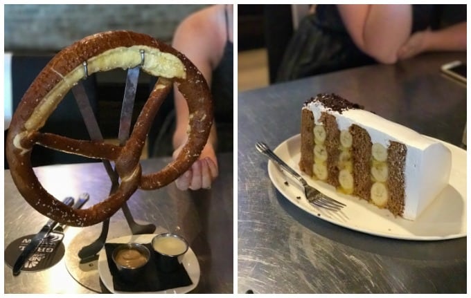 Universal fun food - giant pretzel and big banana cake