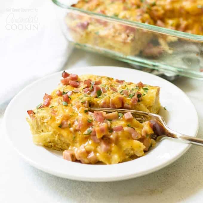 Breakfast Casserole With Ham And Cheese: An Easy, Cheesy Casserole.